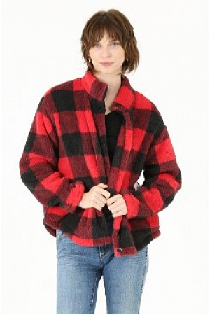 BUTTON UP FUZZY BUFFALO PLAID  ...